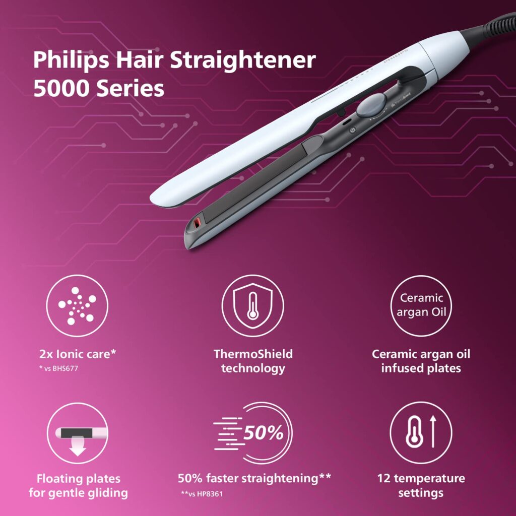 Philips Hair Straightener BHS520/00 with ThermoShield Technology and Argan Oil Infused Plates 7 PHILIPS Hair Straightener 5000 series review